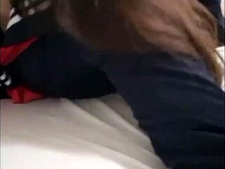 Young woman shows off her small chest casually