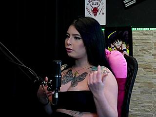 tattooed morena flashes huge tits in naughty game tease