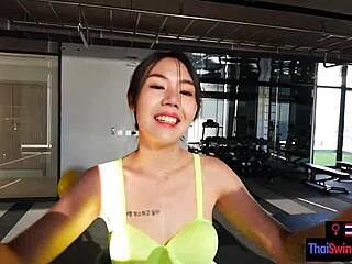 hey thai milf works out gym with big cock for fitness fun