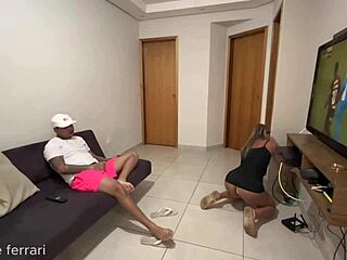 Hotwife brazilian anal creampie fisting during husband's game absence