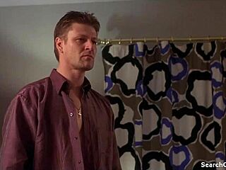 alex kingston teases with topless handjob vibes