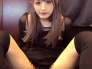 Cute Japanese Ladyboy Jerks Off Wildly!